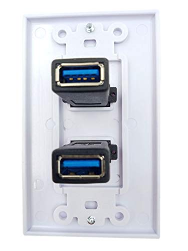 4.2A USB 3.0 Receptacle Outlets Wall Plates Panel, Haokiang 2 High Speed USB 3.0 Charging Dual Female Port Wall Plates Included, Size 115 MM x 70 MM
