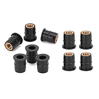 Motorradzubehör Gummimutter (Gummiblindmutter) M6 Einsetzen Well Nuts, Expansion Nuts 10PCS Well Nuts M6x0.8mm Rubber Captive Brass for Motorrad ATV Windshield Body