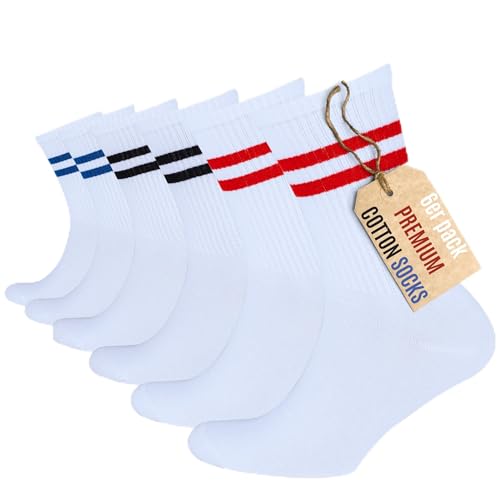 JO AND COPPER 6er Pack Premium Baumwoll Tennis Socken – Retro...