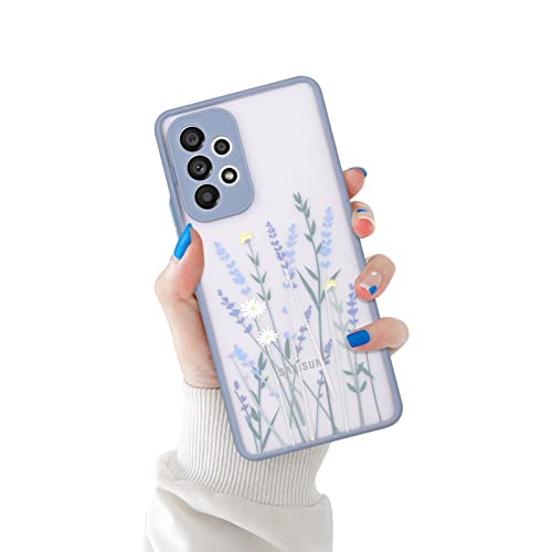Ownest Funda para Samsung Galaxy A53 5G, Carcasa Transparente Flores Lindo Patrón Morada 3D Suave TPU Protector de Silicona a Prueba de Golpes Fundas para Samsung A53 5G-Flores Cover