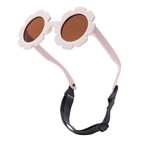 Image of LIU·WEN Baby Polarized Flower Sunglasses with Strap - Bendable Flexible Frame for Infant Girls Boys Age 0-24 Months
