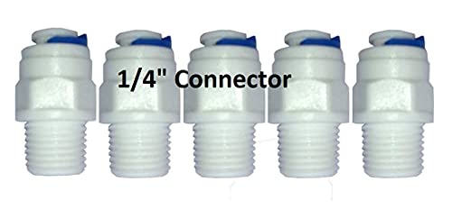 1/4" Inch Male Thread to 1/4" Inch Quick Connect Straight Elbow Connector for RO Water Tube Fitting (5, 1/4)