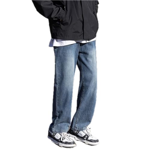 Jeans Pants Trousers Denim Spring Ice Silk Handsome Half Elastic Waist Loose Casual Trendy Port Style Cowboy3