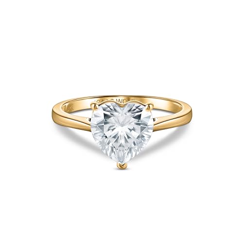 ISAAC WOLF Certified 10k Gold Ring 1 Carat Heart Cut Moissanite Rings For Women Engagement