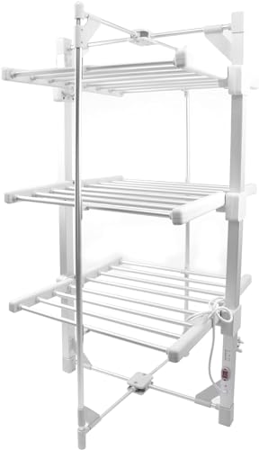 Easy Shopping® Electric Heated Clothes Airer Drying Rack 3-Tier Laundry Dryer 24 Rails Rack Indoor Horse Rack Foldable Garment Dryer for Home Apartment Drying Rack Clothing