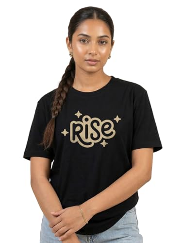 Image of Rise Unisex Cotton T-Shirt - Stand Up & Move Forward | Regular Fit | Half Sleeve | Round Neck Printed Casual Tee for Men & Women | Lightweight T-Shirt