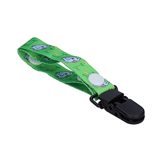 Gedourain Correas para Chupete, Clips para Chupete Fáciles de Usar, Portátiles para Exteriores(Elefante Verde)