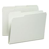 Smead Pressboard File Folder, 1/3-Cut Tab, 1' Expansion, Letter Size, Gray/Green, 25 per Box (13230)