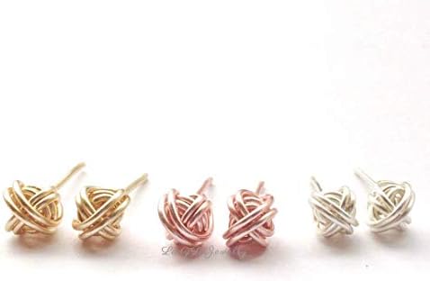 Knot Earrings -Bridesmaid Gift Set 3 4 5 6 7 -Tie the Knot Stud Earring -14K Gold/Rose Gold-Fill/Sterling Silver -Knotted Proposal Wedding