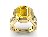 TODANI JEMS 7.25 Ratti 6.60 quilates sin calentar sin tratar A+calidad natural de zafiro amarillo Pukhraj anillo de piedra preciosa para mujeres y hombres (certificado por lave)