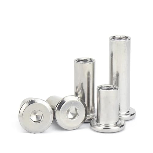 Cilky 10pcs/lot M4 M5 M6 Stainless Steel Flat Hex Hex Socket Head Furniture Rivet Connector Insert Joint Sleeve Cap Nut Metal Screws (Size : 8mm x10pcs, Color : M4)
