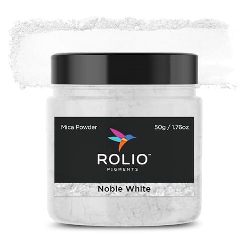 Rolio Premium Mica Powder - Noble White (50G / 1.76oz) - 1 Jar of White Pigment Powder for Epoxy Resin, Dye, Soap Making, Nail Polish, Paint, Candle Making, Bath Bombs, Slime