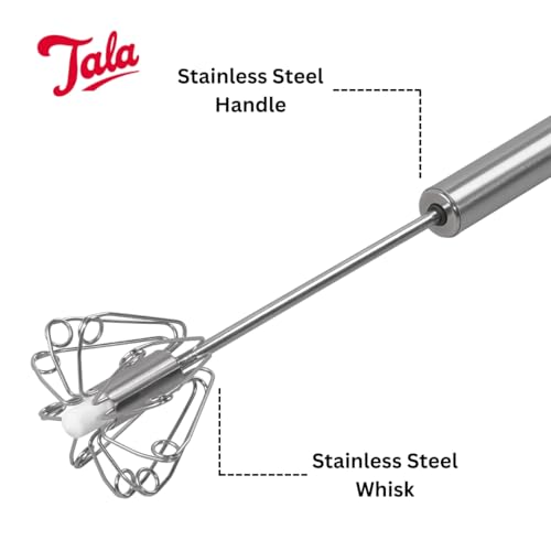Tala Stainless Steel Spring Action Whisk – Durable and Efficient Kitchen Tool for Effortless Whisking, Frothing, and Mixing, Silver, 31 x 5.5 x 5.5 cm - Image 2