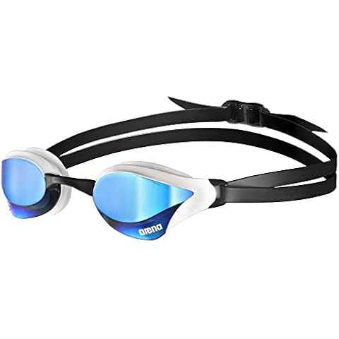 Arena Unisex Cobra Core Swipe Anti-Fog Racing Swim Goggles for Men and Women Polycarbonate Mirror Lens, Blue/White Cover