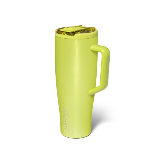 Image of BruMate Era Flip 40oz Tumbler with 100% Leakproof Covered Straw Lid | Hygienic Covered Straw | Insulated Stainless Steel Water Bottle with Handle | Cup Holder Friendly | BPA-Free (Lemon Lime)