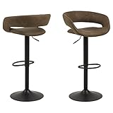 Hauteur d’assise réglable. Toilinux.com Lot de 2 Tabourets de Bar en Tissu et métal - Marron
