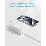 European Travel Plug Adapter, EU/UK/US Travel Plug Adapter Power Strip, 6 AC Outlets, 4 USB Ports (2 USB C), 3ft Wrapped Around Extension Cord, Universal Travel Adapter - Image 2