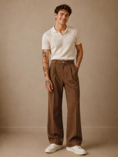 Image of Amazon Brand - INKAST Men Relaxed Fit Korean Pant | Formal Trousers | Straight Fit | Easy Wash | Office Wear