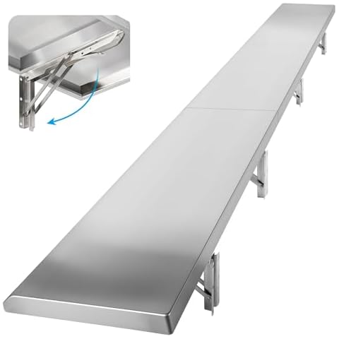 Toriexon Folding Concession Shelf 72" x 12", Drop Down Concession Serving Window, Stainless Steel Folding Shelf Serving Food Shelf for Windows Cover