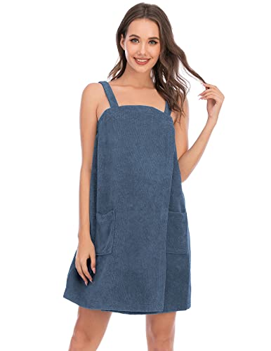 Image of Veseacky Women Bath Wrap Towel for Womens Shower with Pocket Adjustable Spa Robe & Facial Headband