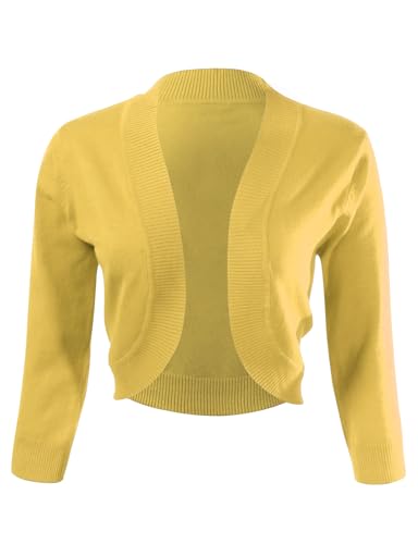 Image of Allsense Women's 3 /4 Sleeve Bolero Shrug for Dresses | Open Front Cropped Cardigan, Lightweight Knit Dress Cover Up