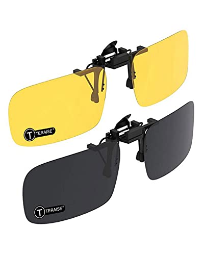 Image of TERAISE Polarized Clip on Sunglasses Over Prescription Glasses Anti-Glare UV400 for Men Women Driving Travelling Outdoor