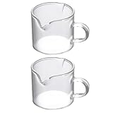 UKCOCO Vasos de Vidrio Transparentes para Leche y Café Doble Boca 75 Ml Set de 2 Unidades Tazas Yogur Diseño Seguro y Práctico para Uso Diario