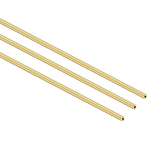 iMeistek Tubo redondo de latón, 2 mm de diámetro exterior x 0,5 mm de grosor de pared 300 mm de longitud, tubo recto sin costuras para manualidades (3 piezas)