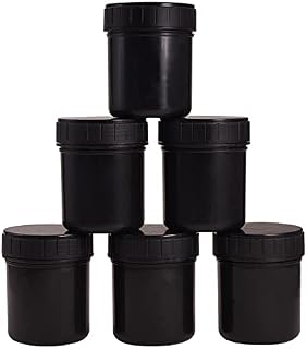 WANDIC Plastic Paint Cans, Set of 6 Black Empty Plastic Paint Jars Storage Containers with Screw-on Lid for Coatings Inks Chemical Food & Flavor