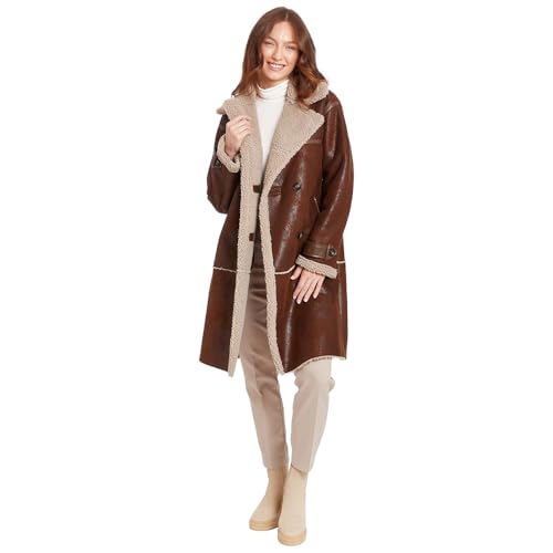Frye Women's Faux Shearling Notch Clr Coat2