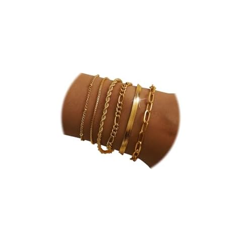 KISS WIFE Gold Bracelets for Women, Thin Dainty Stackable Bracelet Pack, Simple Trendy Adjustable Bracelets Set, Fashion Accessories Jewelry Gifts for Women Cover