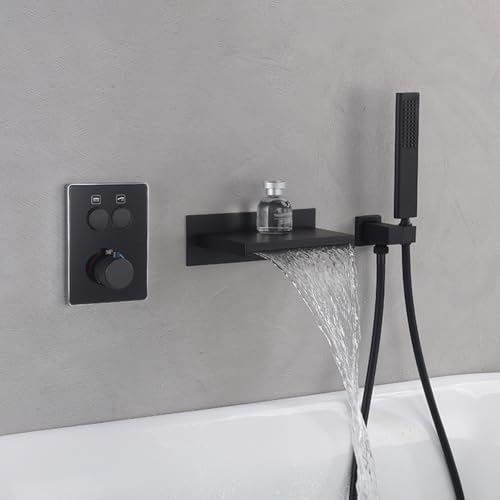 Black Waterfall Thermostatic Bath Mixer