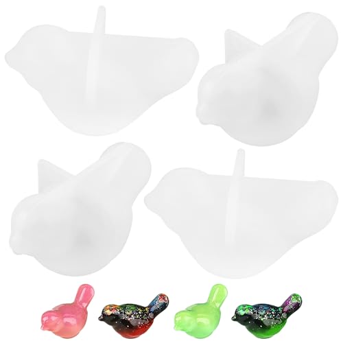 Framendino, 4 Pack Cute 3D Bird Epoxy Resin Molds Silicone Mould for DIY Crafts Small Ornaments