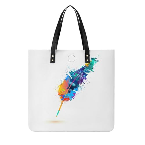 Sac à bandoulière plumes colorées femmes - Grand sac à main cabine voyage 39x39cm