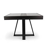Mesa de Jantar Afrodite Extensível 148cm Tampo de Vidro Preto