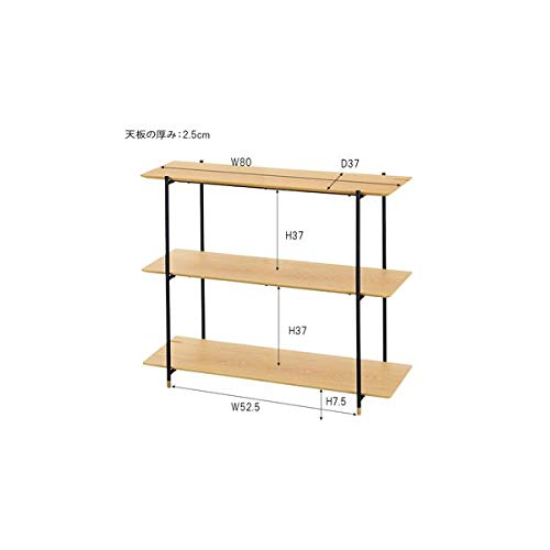 Amazon.co.jp: 本棚/ブックシェルフ 3段 【オーク】 幅108cm×奥行41cm