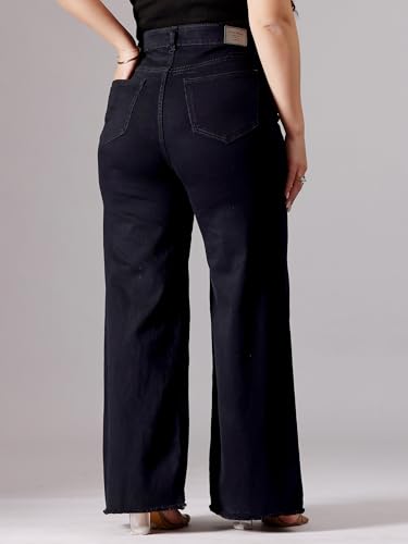 Image of Miss Chase A+ Women's Wide-Leg High Rise Regular-Length Stretchable Denim Jeans