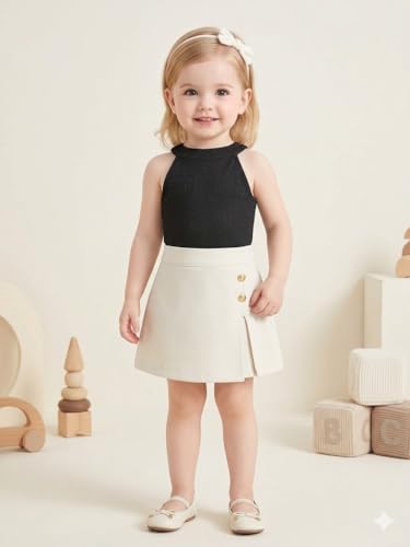 Image of A.T.U.N. (ALL THINGS UBER NICE) Girls Tank Top and Skort Set | Stylish Sleeveless 2 Piece Outfit Set for Kids | Comfortable Soft Fabric Clothing Set for Girls