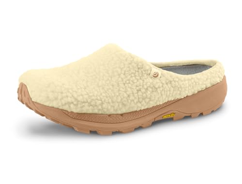 Topo Athletic Women's Revive Lightweight Comfortable 3MM Drop Recycled Fleece Natural Recovery Shoes, Everyday Wear Slippers, Cream/Tan, Size 7