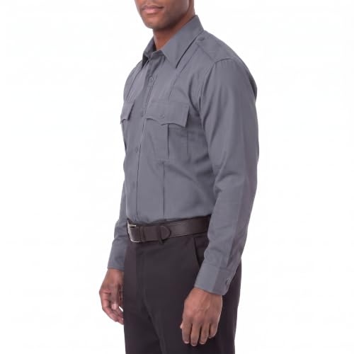 Image of First Class 100% Polyester Short & Long Sleeve Zippered Uniform Shirt 4 Pocket Hidden, Law Enforcement BDU Zipper Closure.