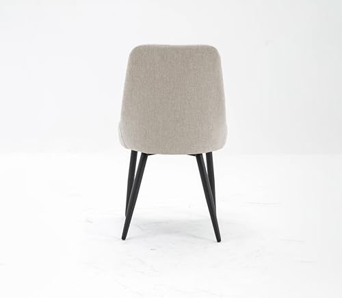 Image of Finch Fox Morris Glam Comfortable Fabric Upholstered Padded Living Room Side Dining Chair for Cafeteria Bedroom, Restaurents, Home, Office with Black Metal Legs in Cream Color