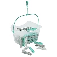 JVL Plastic Peg Basket with 100 Strong Hold Pegs, Aqua,19-216-250