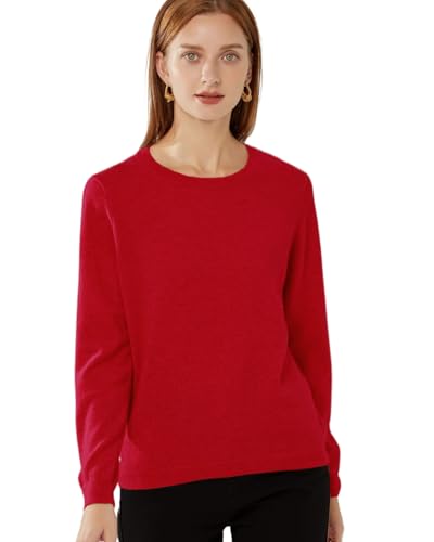 Image of 100% Pure Cashmere Crewneck Sweater for Women Long Sleeve Warm Soft Lightweight Knit Pullover