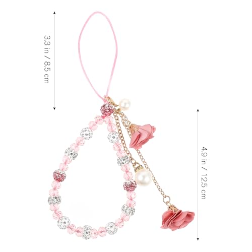 Hemobllo Cell Phone Straps Creative Crystal Flower Pendant Phone Charm Non-Slip Phone Lanyard Wrist Strap for Decoration