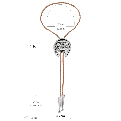 Image of Jeilwiy Bolo Tie for Men Western Cowboy Tie Necklace Gold Bolo Tie Leather Necktie Halloween Tie Accessories for Women