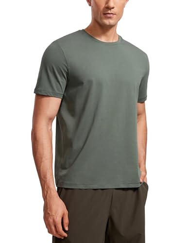 CRZ YOGA Men's Cotton Polyester Short Sleeve T-Shirt Classic Fit
