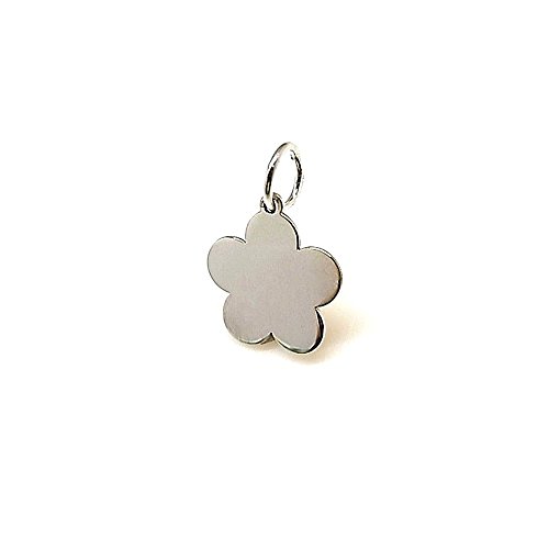 Colgante plata ley 925m de 15mm estilo chapa medalla flor láser [AA8379]