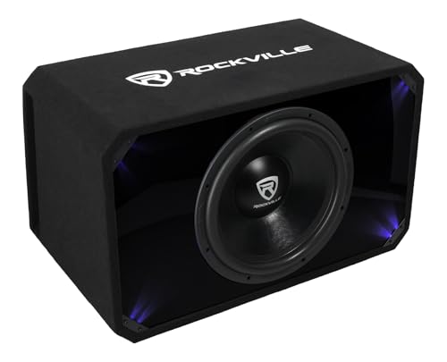 Rockville SV15K6D1 15in 4000W K6 Car Subwoofer, 1-Ohm | Plexi Enclosure in Vented MDF Box, Selectable Blue/White LED