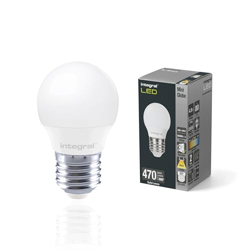 Integral Ampoule LED - E27 Balle de golf Chaud 2700K, 470LM, 4.9W(équivalent à 40W)ampoule dépolie dimmable - Paquet de 2 - Efficace en énergie, Pour appliques murales & lampes dans les espaces de vie