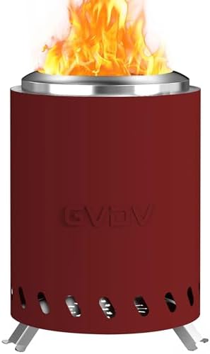 GVDV 7.5" Tabletop Fire Pit - Smokeless & Portable Mini Fire Bowl, Dual Fuel, 304 Stainless Steel with Carry Bag for Outdoor-Red